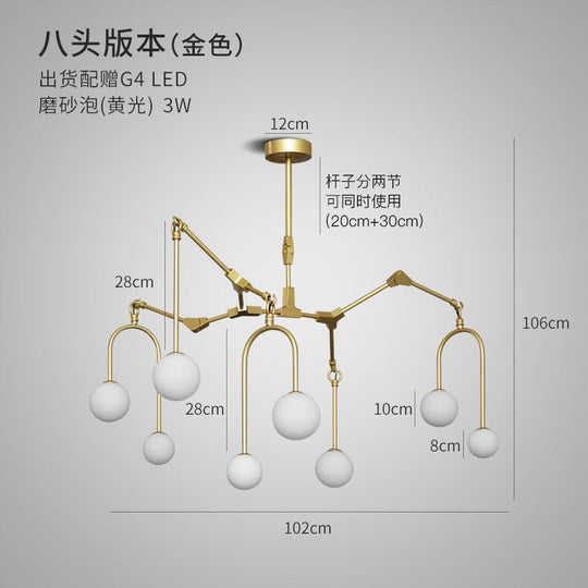 Nordic Design Post - Modern Spider Chandelier Lighting Gold Lustre G4 Led Modern Home Decor Living