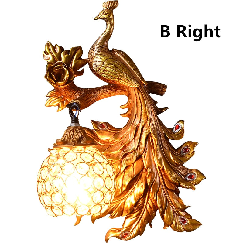 Nordic Led Wall Lamps Retro Peacock Sconce Lamp Right A / 31 - 40W