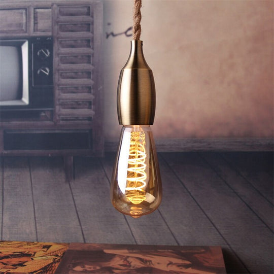 Retro Hemp Rope Industrial Chandelier Base Electroplating Bottle Pendant E27Lamp Holder Kitchen