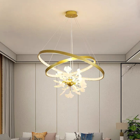 Nordic Minimalist Pendant Lights Living Room Geometric Line Ginkgo Lamp Simple Modern Luxury