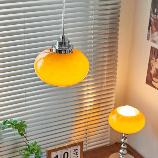 Bauhaus Egg Tart Glass Chandelier American Vintage Pendant Lamp Modern Bedroom Lava Medieval Orange