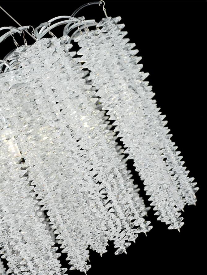 Modern Fringed Crystal Chandelier Led Luxury Dining Room Circular Living Decorative Lighting Chrome