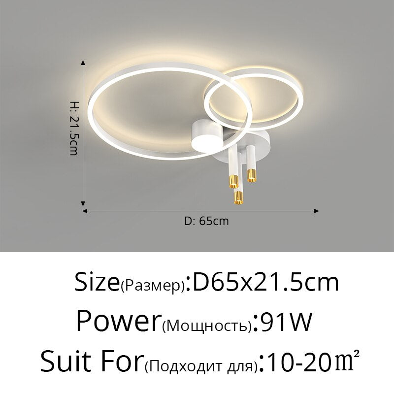 Nordic Round Ring Led Ceiling Chandelier Simple Living Room Bedroom Home Indoor Lighting Decor Iron