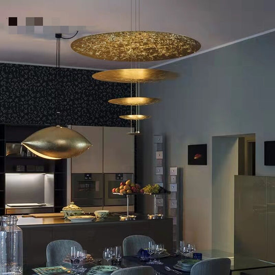 Art Deco Gold Round Pendant Lights Hotel Hall Foyer Shop Hanging Lamp Wire Adjustable Glittering