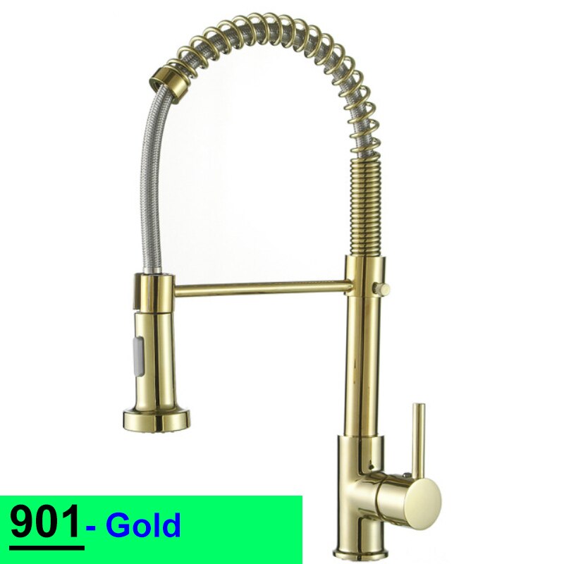 Pull Down Spring Kitchen Faucets Rose Gold Hot Cold Sink Mixer Tap Deck Mounted Brass Black Faucet