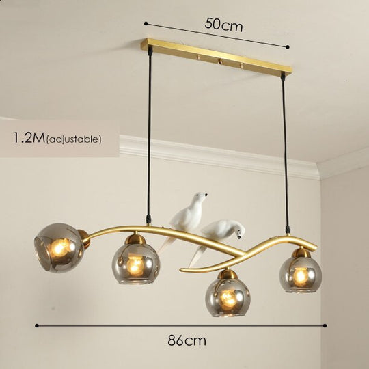 Nordic Modern Bird Pendant Lights White Glass Ball H Type - Gold / Cold White Lighting