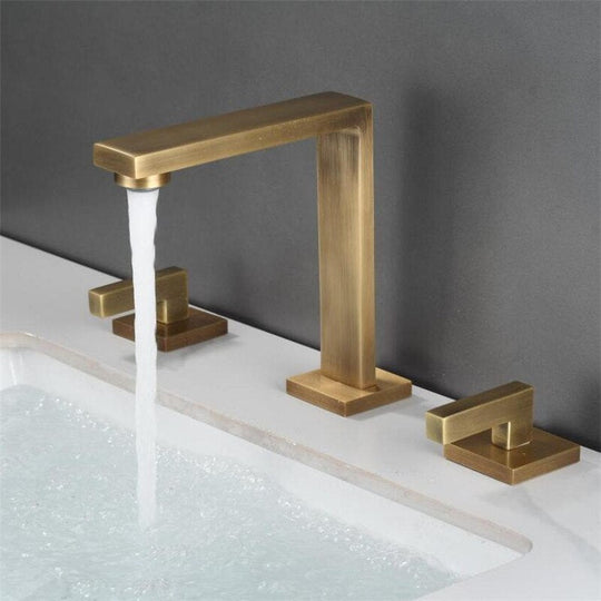 Black Basin Faucet Total Brass Brushed Gold Bathroom Antique Sink Faucets 3 Hole Hot And Cold