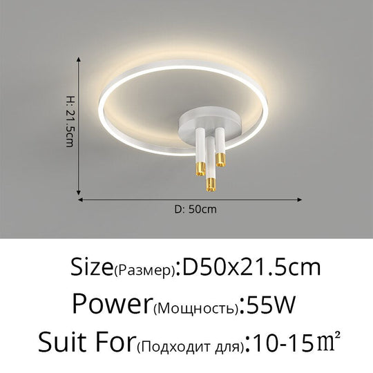 Nordic Round Ring Led Ceiling Chandelier Simple Living Room Bedroom Home Indoor Lighting Decor Iron