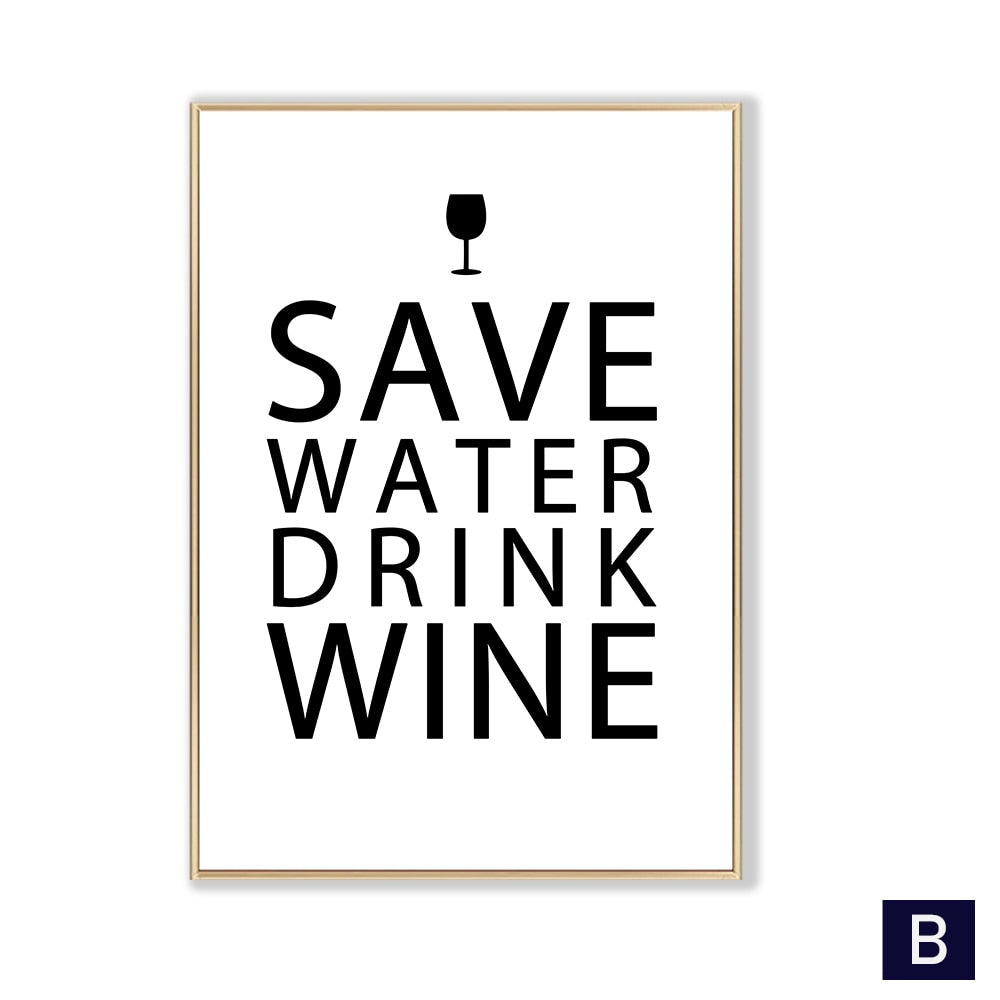 Black White Canvas Painting Nordic Kitchen Quotes Wall Posters Art Prints Pictures For Dining Room