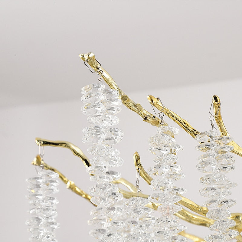 Luxury Handmade Crystal Chandelier With Branch Art Design - Perfect For Living Rooms Villas Halls