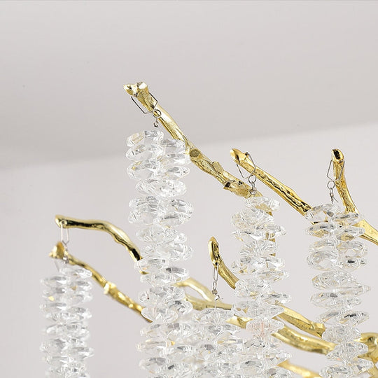 Luxury Handmade Crystal Chandelier With Branch Art Design - Perfect For Living Rooms Villas Halls