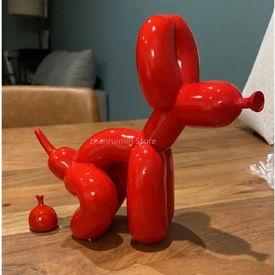 Balloon Dog Doggy Poo Statue Resin Animal Sculpture Home Decoration Craft Office Decor Standing