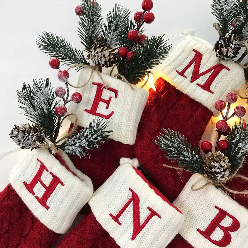 Christmas Alphabet Knitting Socks Tree Ornaments Decorations For Home Decor Items
