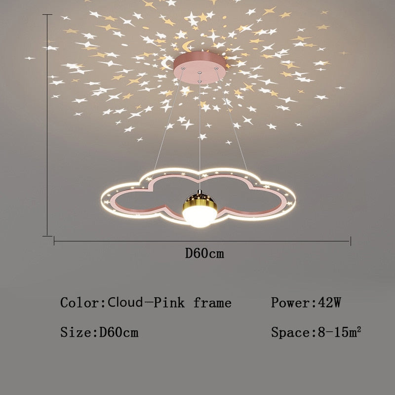 Modern Led Starry Sky Art Deco Chandelier For Bedroom Cloud - Pink - D60Cm / Cool White No Remote