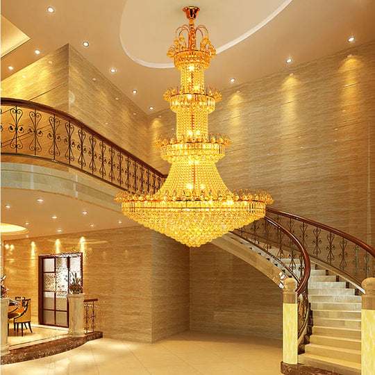 Double Height Living Room Crystal Light Led European Chandelier - Luxurious Illumination For
