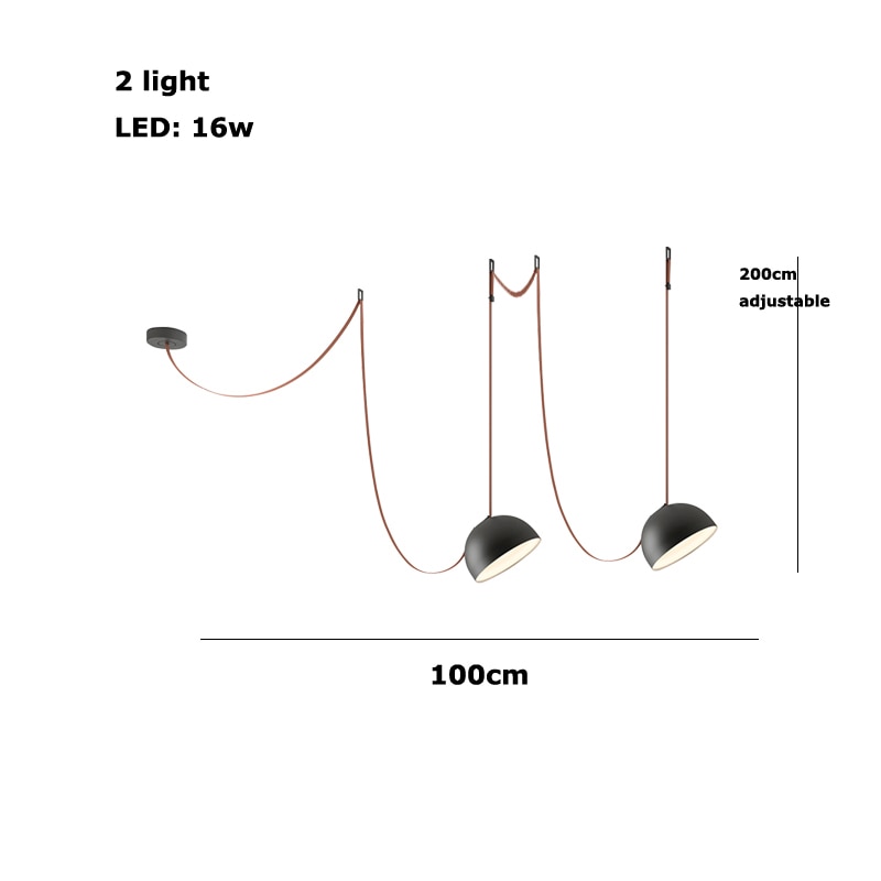 Trendy Diy Long Belt Black Orange Pendant Light Chandelier Luminaire Suspension Lamp For Living Room
