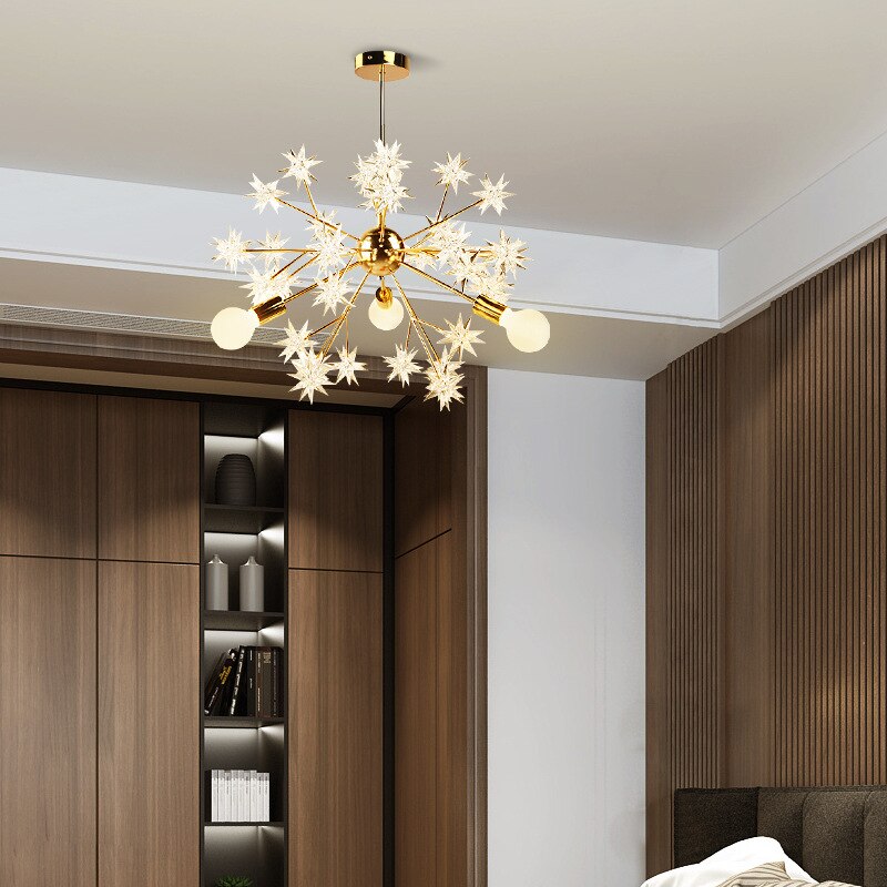 Postmodern Simple Atmosphere Led Star Lamp Gold Pendant Lights Lustre Pendente Corridor Porch