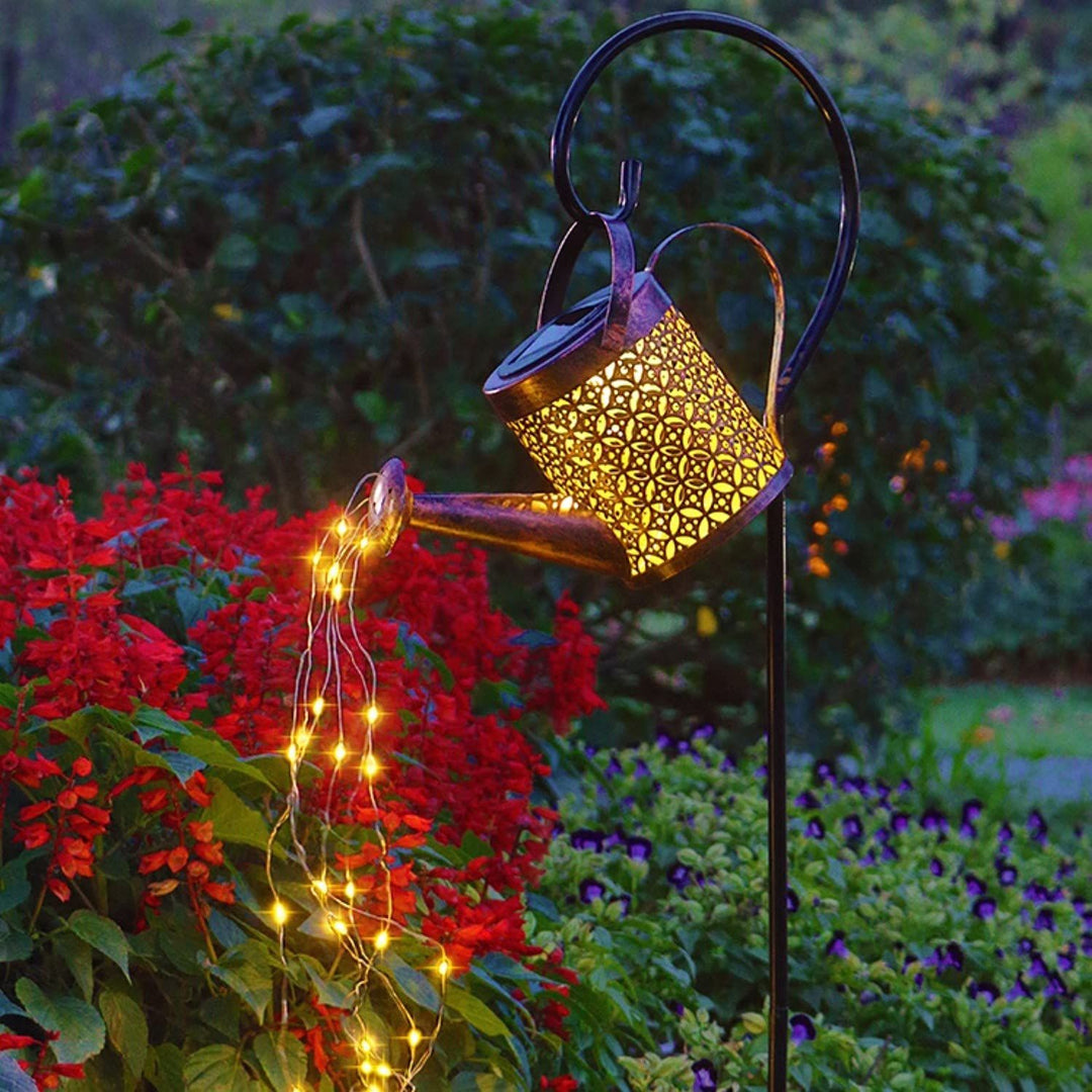Solar Led String Light Enchanted Watering Can Waterproof Garden Decor Metal Retro Lamp Outdoor