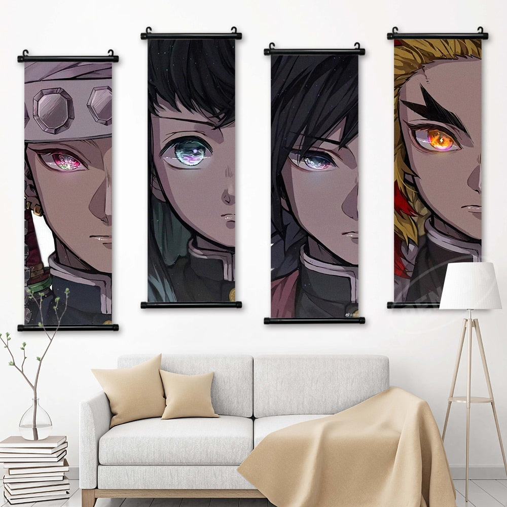 Demon Slayer Anime Scroll Art - Rengoku Kyoujurou Canvas Poster For Home Decor Printings