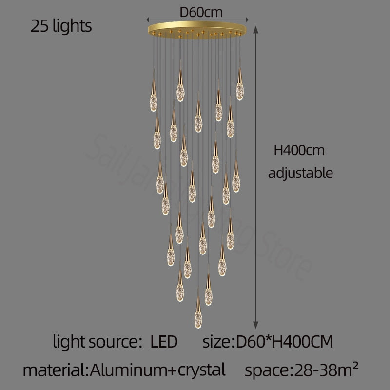 Diamond Crystal Chandelier Gold Interior Designer Living Room Lamp Villa Restaurant Attic Modern