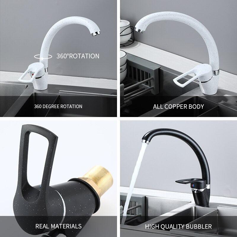 Polished Kitchen Basin Faucet Cold And Hot Chrome Black 360 Rotating Single Handle Torneira Home