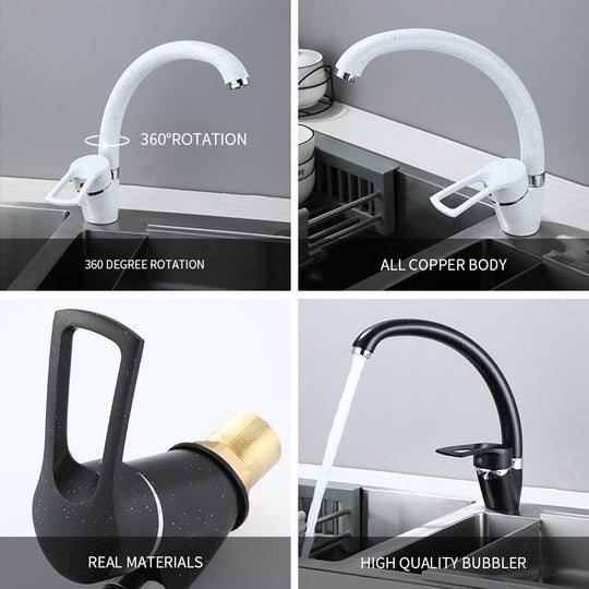 Polished Kitchen Basin Faucet Cold And Hot Chrome Black 360 Rotating Single Handle Torneira Home