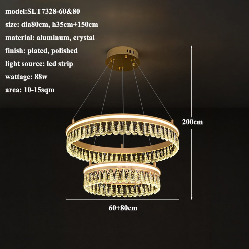 Duplex Nordic 5 Layer Led Luxury Crystal Designer Chandelier Lustre Lighting Modern New Style