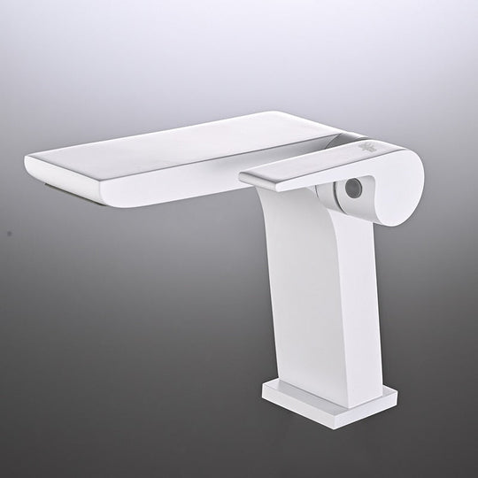 Gun Grey Basin Faucet Brass Bathroom Waterfall Hot And Cold Water Mixer Tap Single Handle Crane
