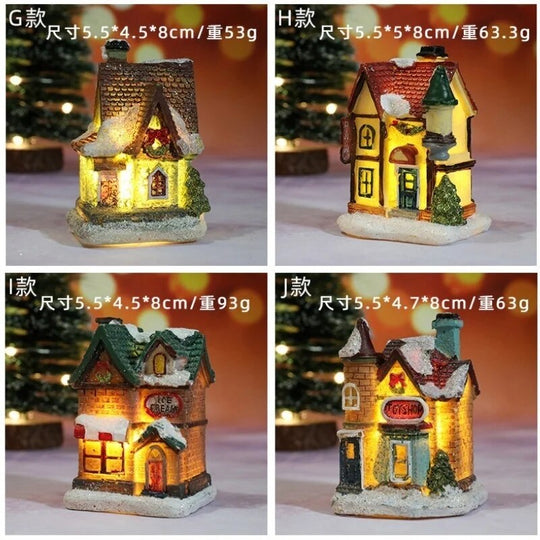 Christmas New Decorations Resin Small House Micro Landscape Ornaments Gifts Christmas Decor