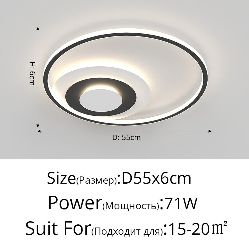 Nordic Modern Minimalist Bedroom Chandeliers White Black Led Ring Lamp Style Living Room Lights