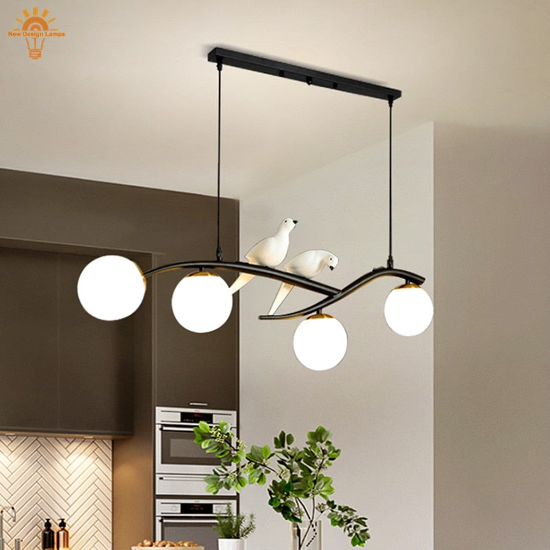 Nordic Modern Bird Pendant Lights White Glass Ball Lighting