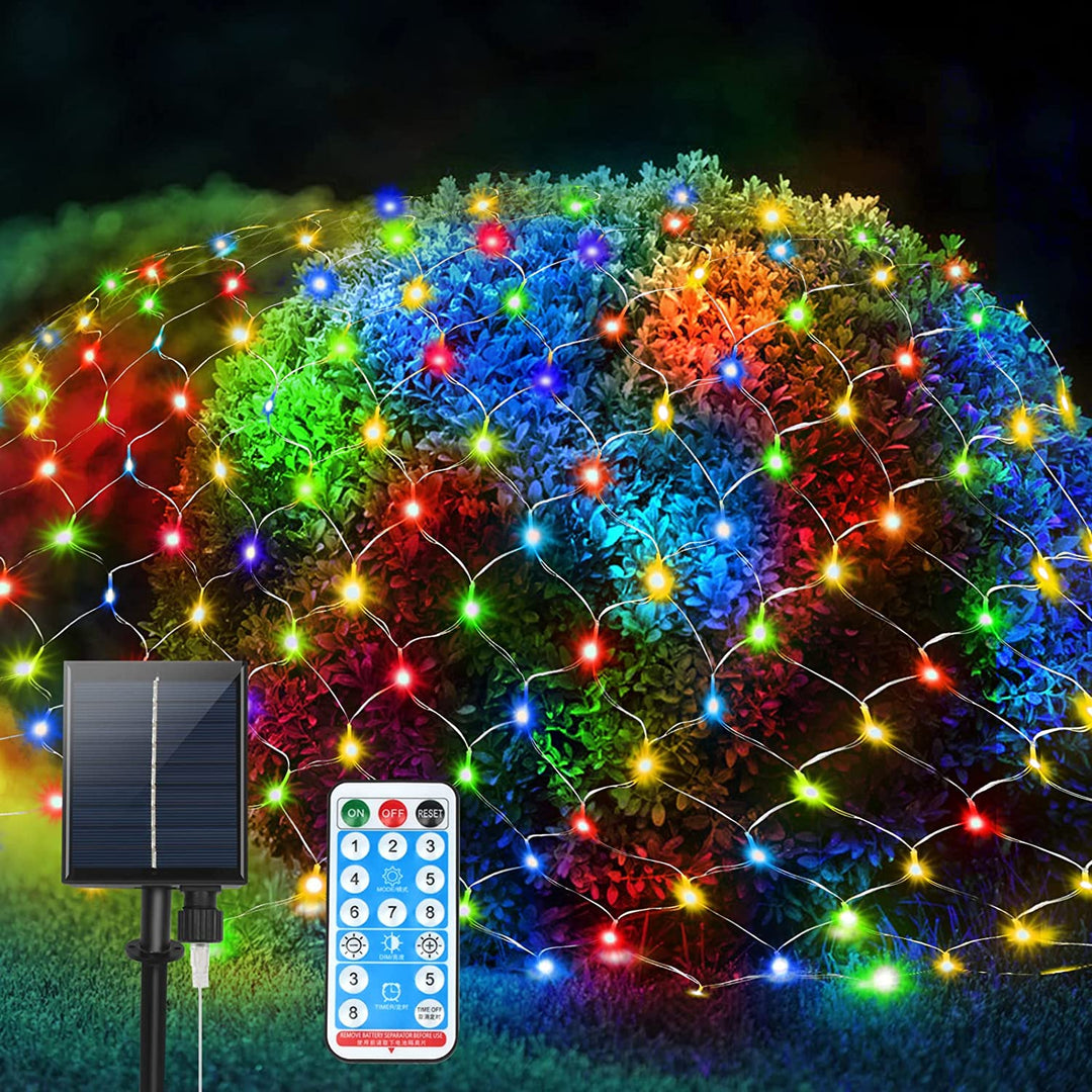 8 Modes Solar Power Led Net Curtain Light Mesh Fairy String Light Christmas New Year Decoration