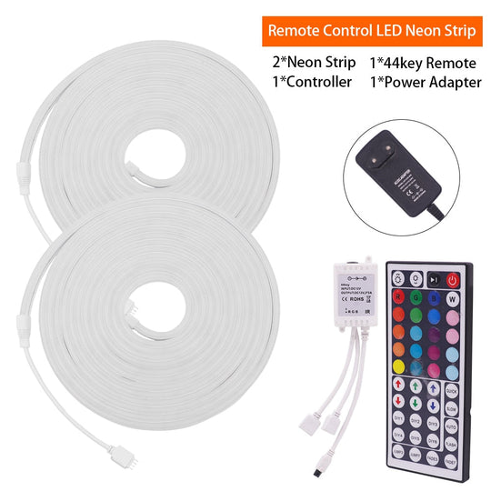 12V Rgb Led Neon Light Strip: Smart Dimmable Decor For Gazebos Ir Remote 2 Rolls / Eu Adapter