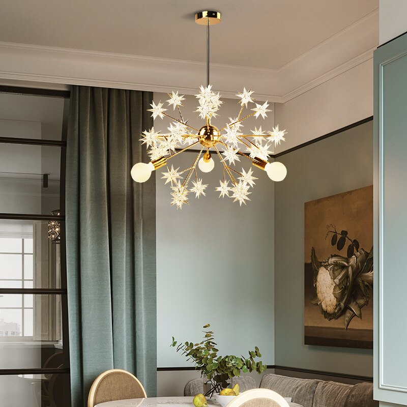 Postmodern Simple Atmosphere Led Star Lamp Gold Pendant Lights Lustre Pendente Corridor Porch