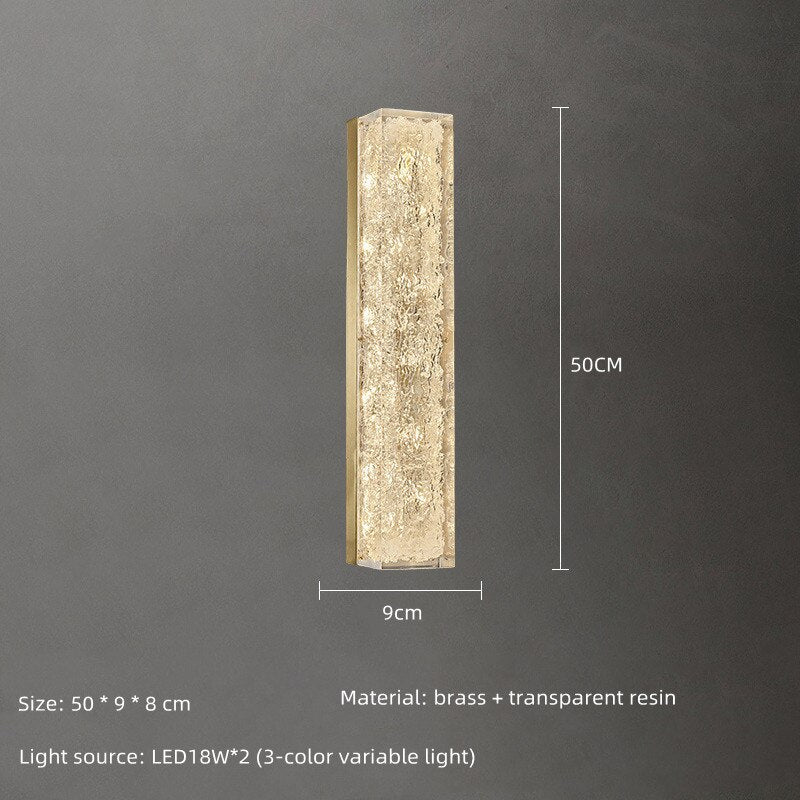 Bedside Copper Crystal Led Wall Lamp For Living Room Background Corridor Light Postmodern Resin 50Cm