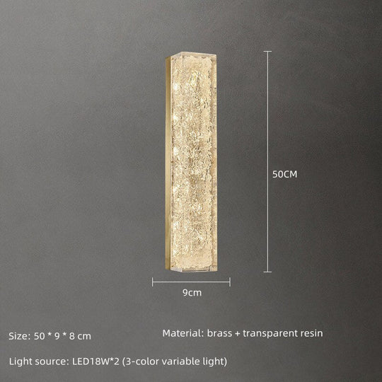 Bedside Copper Crystal Led Wall Lamp For Living Room Background Corridor Light Postmodern Resin 50Cm