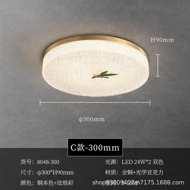 New Round Ceiling Lamp Led Light Luxury All - Copper Lamps For Living Room Restaurant Aisle Sun