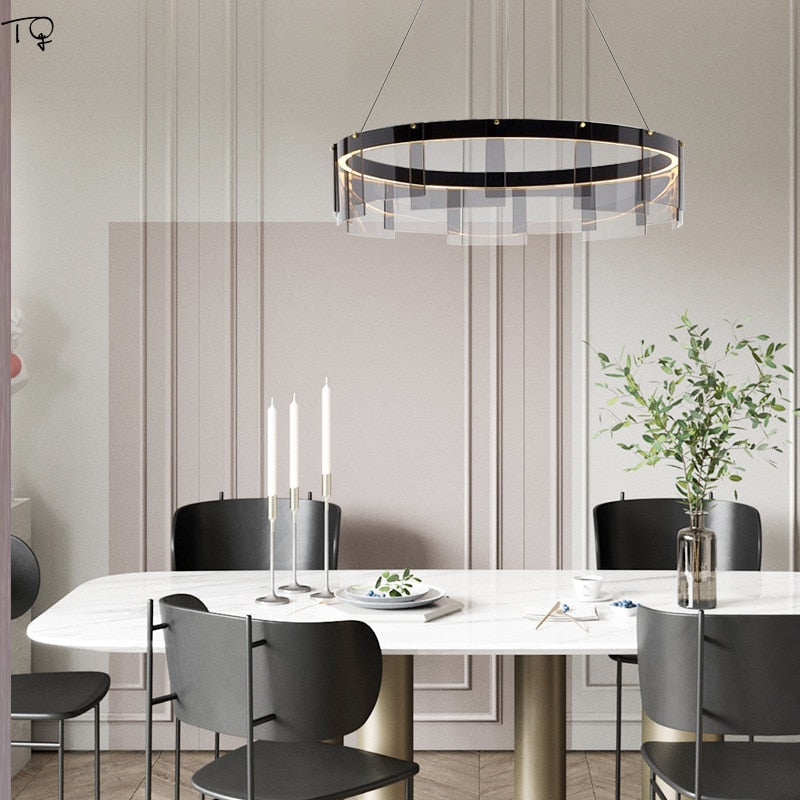 Post Modern Minimalist Round Smoke Gray Glass Pendant Lights Designer Luxury Hanging Lamp Living