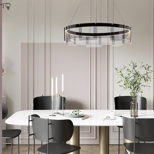 Post Modern Minimalist Round Smoke Gray Glass Pendant Lights Designer Luxury Hanging Lamp Living