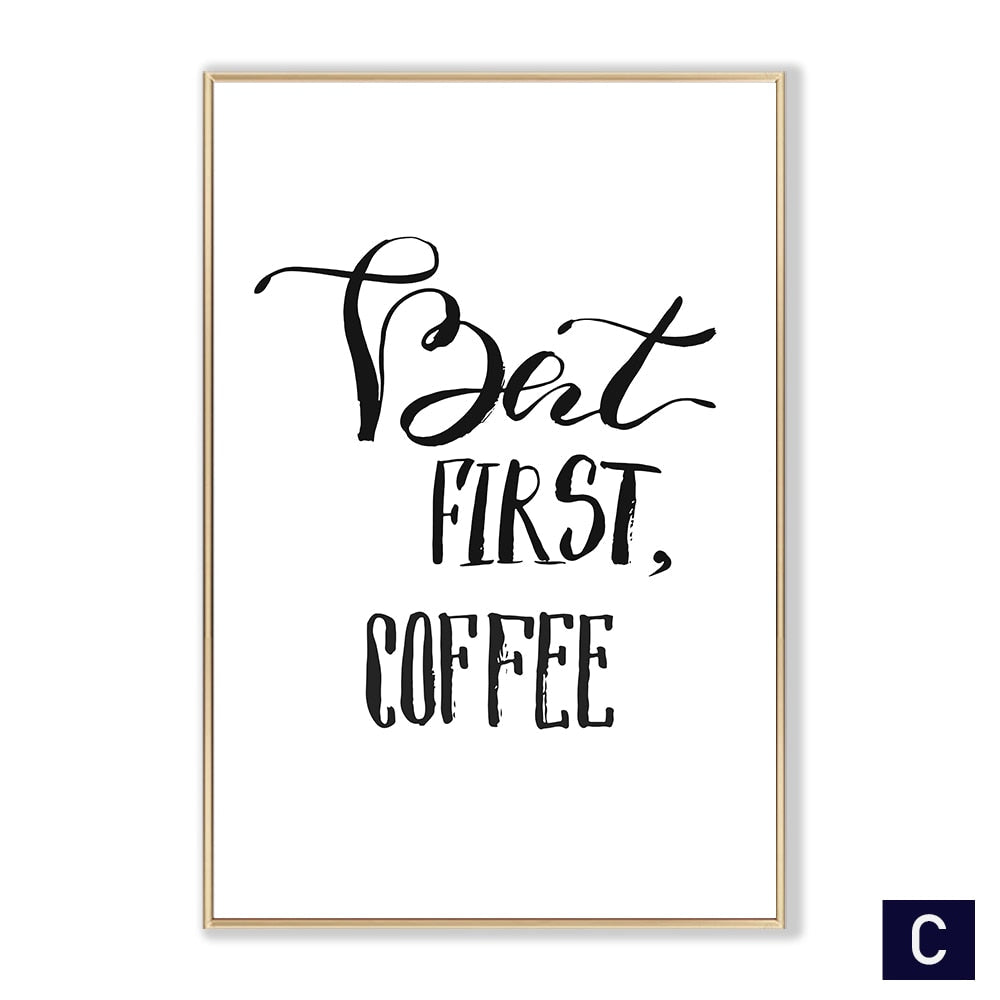 Black White Canvas Painting Nordic Kitchen Quotes Wall Posters Art Prints Pictures For Dining Room