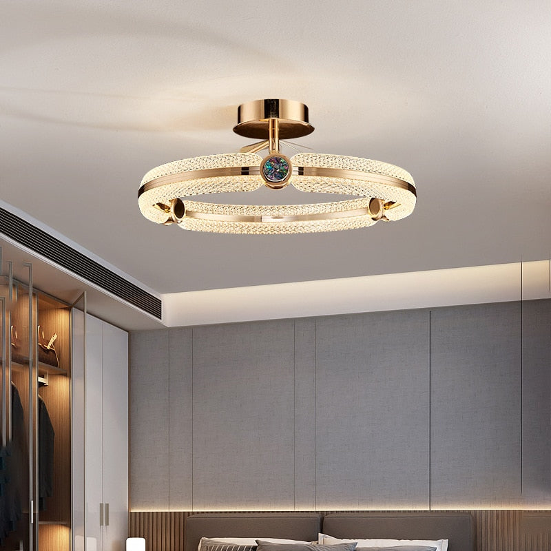 Modern Clear Glass Ceiling Lights Gold Metal For Parlor Dining Room Bedroom Hanging Lamp Colorful