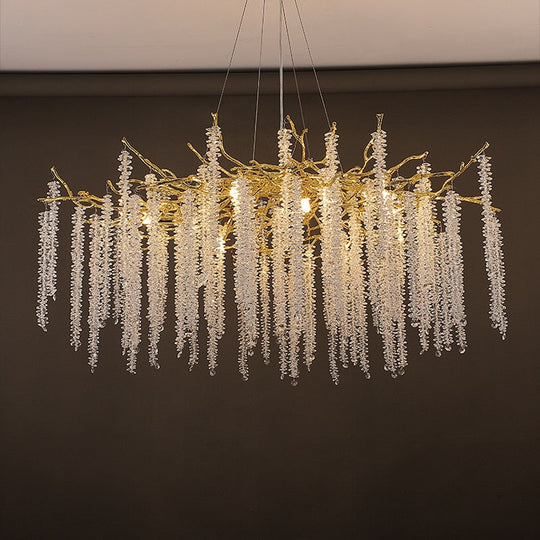 Luxury Handmade Crystal Chandelier With Branch Art Design - Perfect For Living Rooms Villas Halls