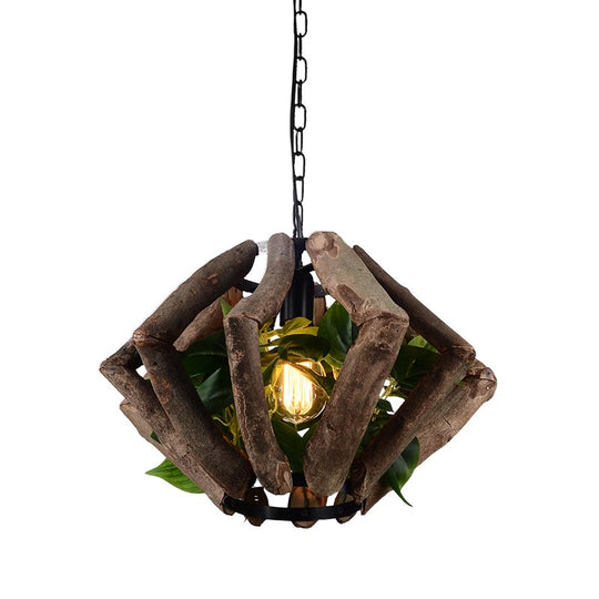 Retro Wooden Lamp Clear Bar Restaurant Green Planting Barbecue Shop Creative Window Plant