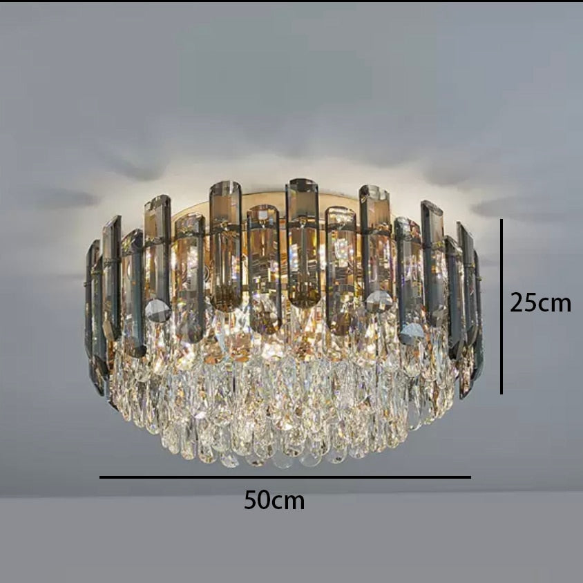 Modern Crystal Led Luxury Ceiling Lights - Round Lamps For Indoor Home Lighting & Living Room Decor