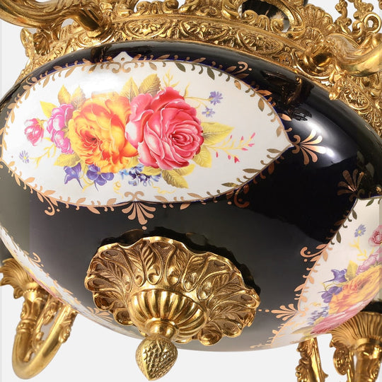 French Classical Style Full Copper Chandelier Hotel Villa Hall Luxury Exquisite Black Classic
