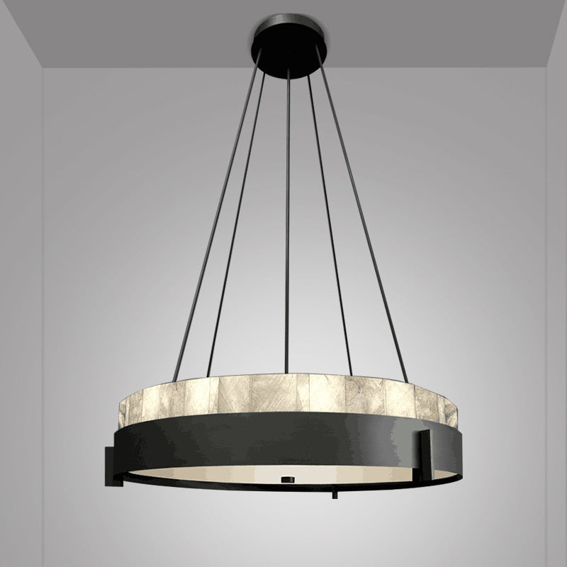 Modern Led Marble Ring Chandelier Creative Villa Living Room Bedroom Kitchen Indoor Lighting