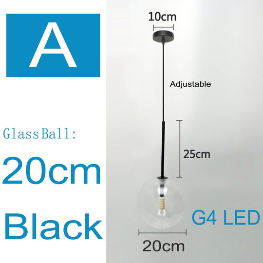 Nordic Pendant Lamp Modern Clear Glass Lights Ball Vintage Hanging For Loft Kitchen Living Room