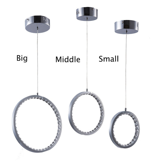 Nordic Circular Ring Crystal Pendant Light Modern Hanging Lamp Stairway Corridor Lustre Chandelier