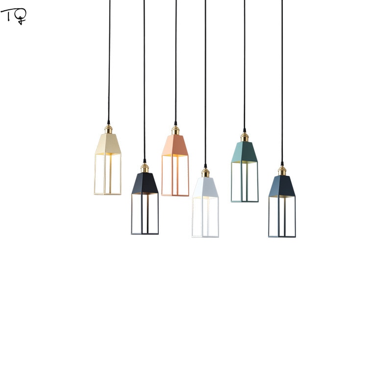 Nordic Modern Macaroon Colorful Led Pendant Light Individual Creative Hanging Lamp Restaurant