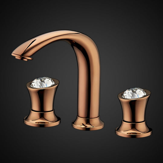 Basin Faucets Rose Gold Brass Bathroom Sink Holes Double Handle Luxury Bathbasin Bathtub Taps Hot